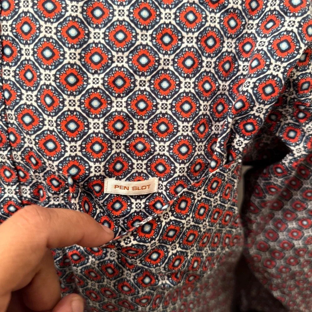 Ariat Shirt Button Down Geometric Medallion Embroidered Red Blue Mens XL